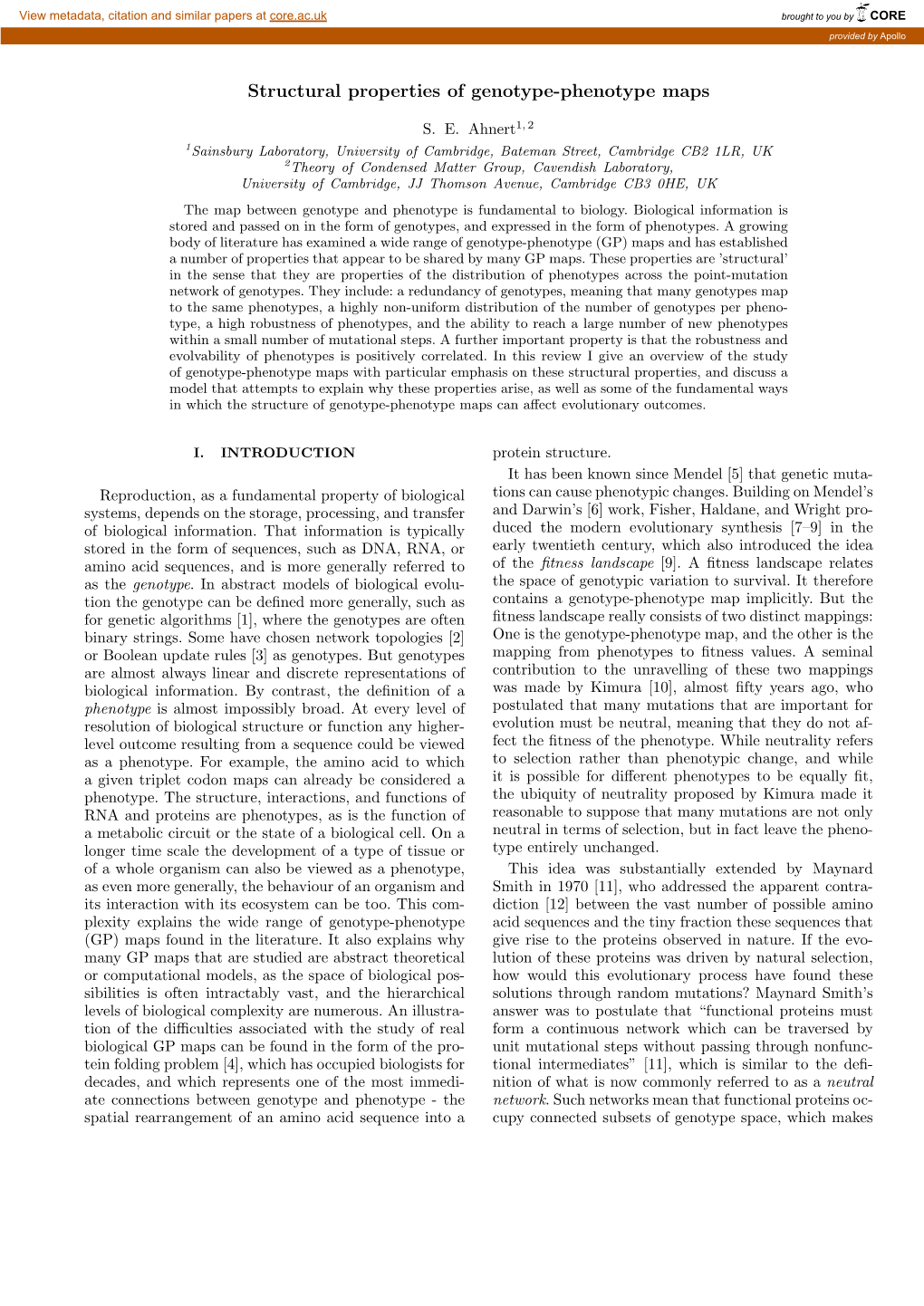 Structural Properties of Genotype-Phenotype Maps