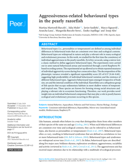 Aggressiveness-Related Behavioural Types in the Pearly Razorfish