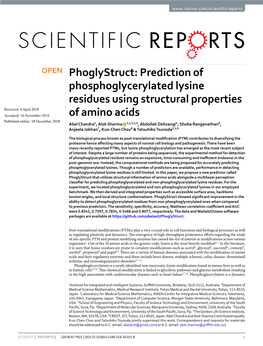 Prediction of Phosphoglycerylated Lysine Residues Using Structural
