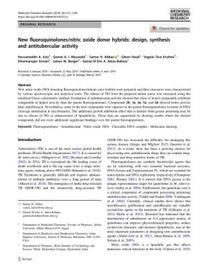 New Fluoroquinolones/Nitric Oxide Donor Hybrids