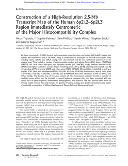 Construction of a High-Resolution 2.5-Mb Transcript Map of the Human 6P21.2–6P21.3 Region Immediately Centromeric of the Major Histocompatibility Complex