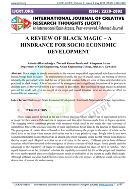 A Review of Black Magic – a Hindrance for Socio Economic Development