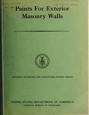 Paints for Exterior Masonry Walls