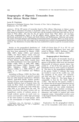 Zoogeography of Digenetic Trematodes from West African Marine Fishes1