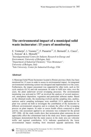 The Environmental Impact of a Municipal Solid Waste Incinerator: 15 Years of Monitoring