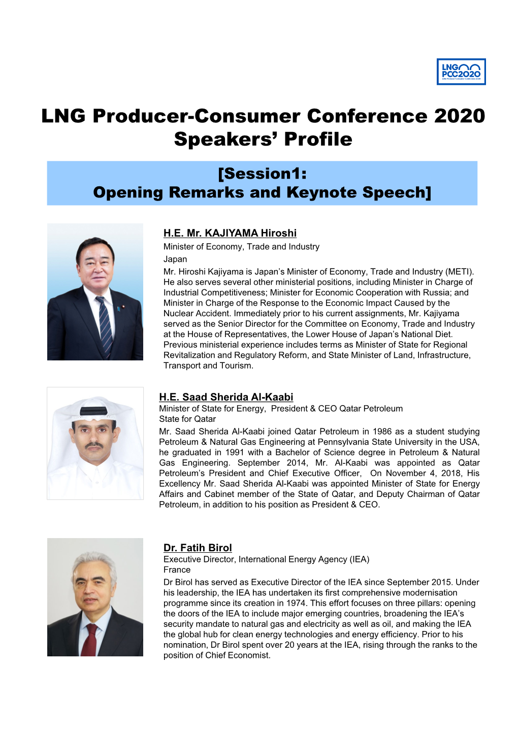 LNG Producer-Consumer Conference 2020 Speakers' Profile