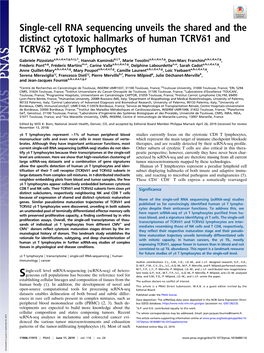 Single-Cell RNA Sequencing Unveils the Shared and the Distinct Cytotoxic Hallmarks of Human Tcrvδ1 and Tcrvδ2 Γδ T Lymphocytes