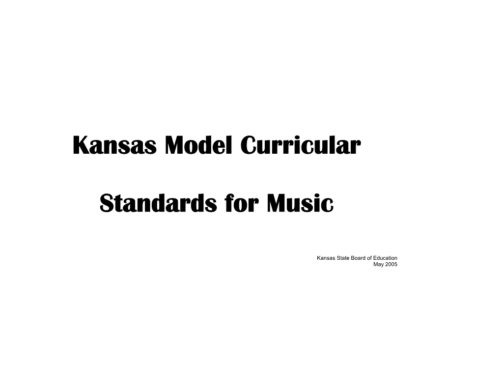 Kansas Model Curricular Standards for Music