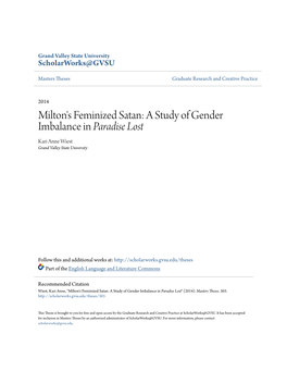 A Study of Gender Imbalance in &lt;I&gt;Paradise Lost&lt;/I&gt;