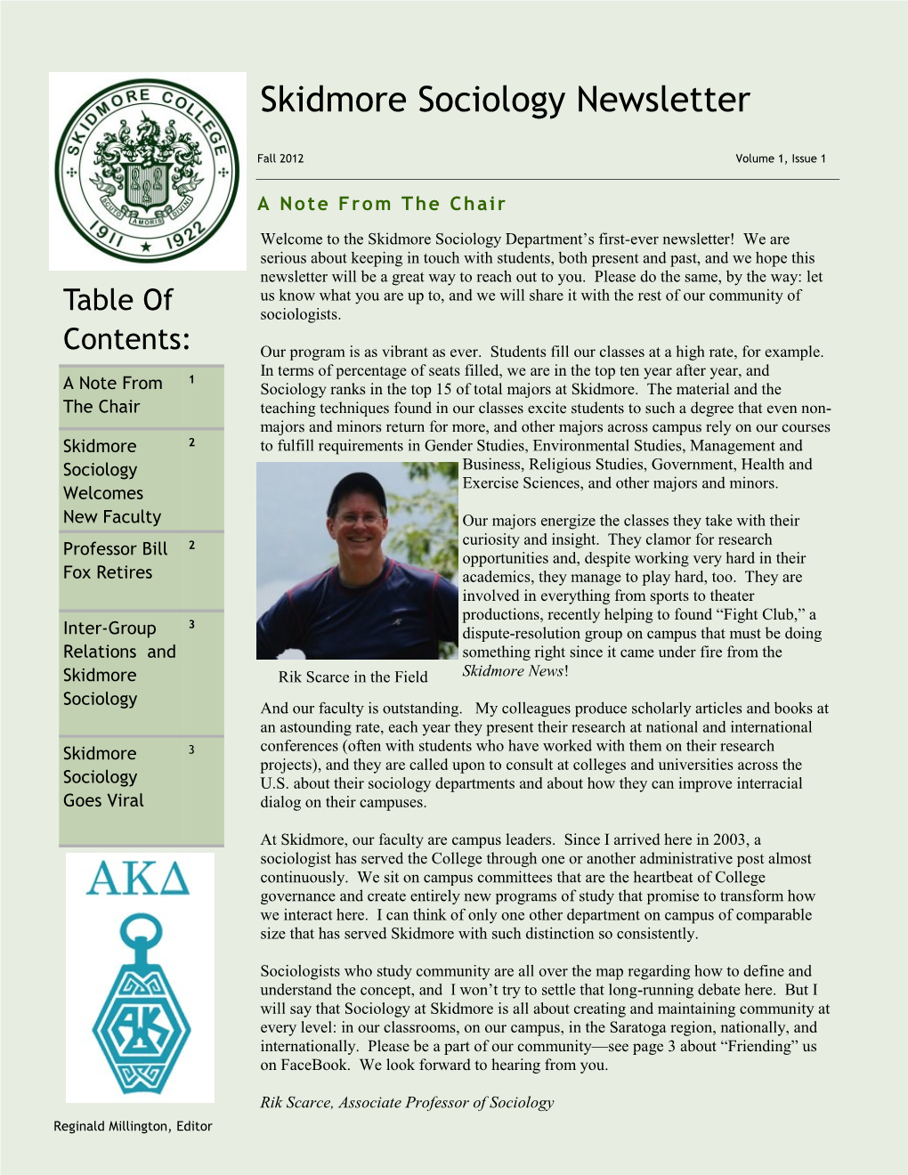 Skidmore Sociology Newsletter