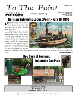 German Sub Visits Locust Point - July 10, 1916 Ne Hundred Years Ago, on July 10, 1916, Locust Point Was Visited O by a German Submarine