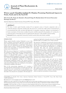 Winter Squash (Cucurbita Moschata D.) Displays Promising Nutritional Aspects in Fruits, Seeds and in the Seed Oil