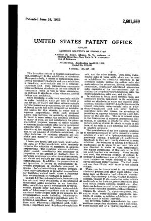 UNITED STATES PATENT OFFICE AQUEOUS SOLUTION of RIBOFLAVIN Chester M