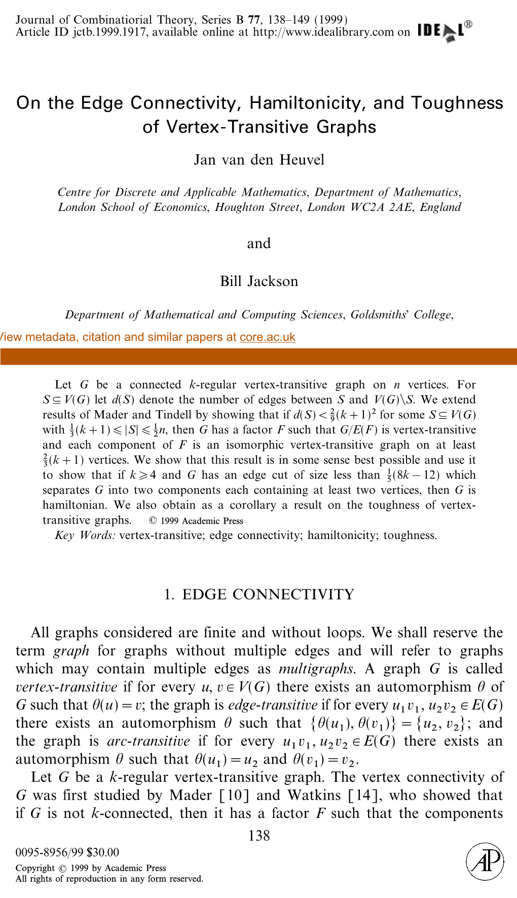 On the Edge Connectivity, Hamiltonicity, and Toughness of Vertex-Transitive Graphs