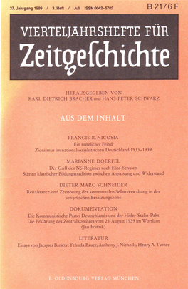 Vierteljahrshefte Für Zeitgeschichte Jahrgang 37(1989) Heft 3