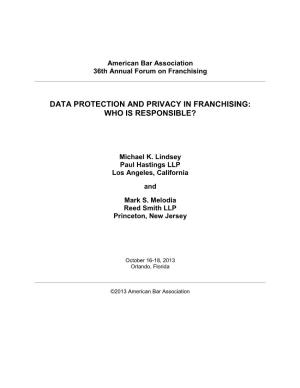 Data Protection and Privacy in Franchising: Who Is Responsible?