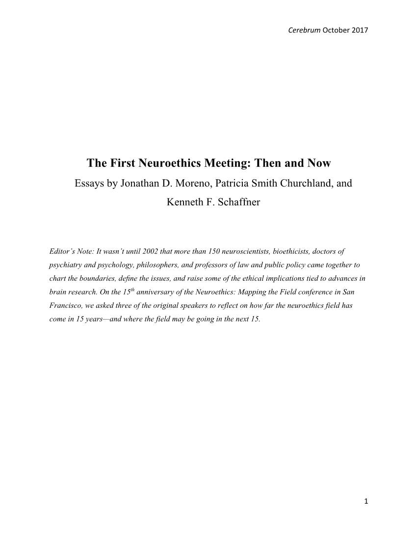 The First Neuroethics Meeting: Then and Now Essays by Jonathan D