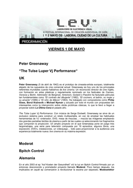 The Tulse Luper Vj Performance“
