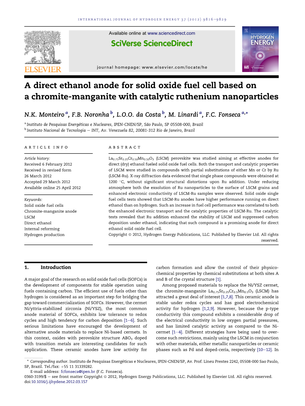 A Direct Ethanol Anode for Solid Oxide Fuel Cell Based on a Chromite-Manganite with Catalytic Ruthenium Nanoparticles