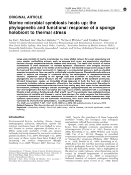 Marine Microbial Symbiosis Heats Up: the Phylogenetic and Functional Response of a Sponge Holobiont to Thermal Stress