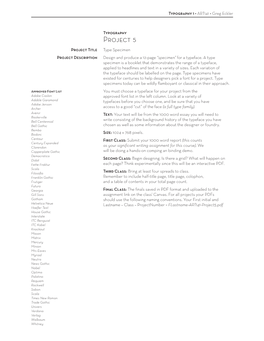 Type Specimen Project Description Design and Produce a 12-Page “Specimen” for a Typeface