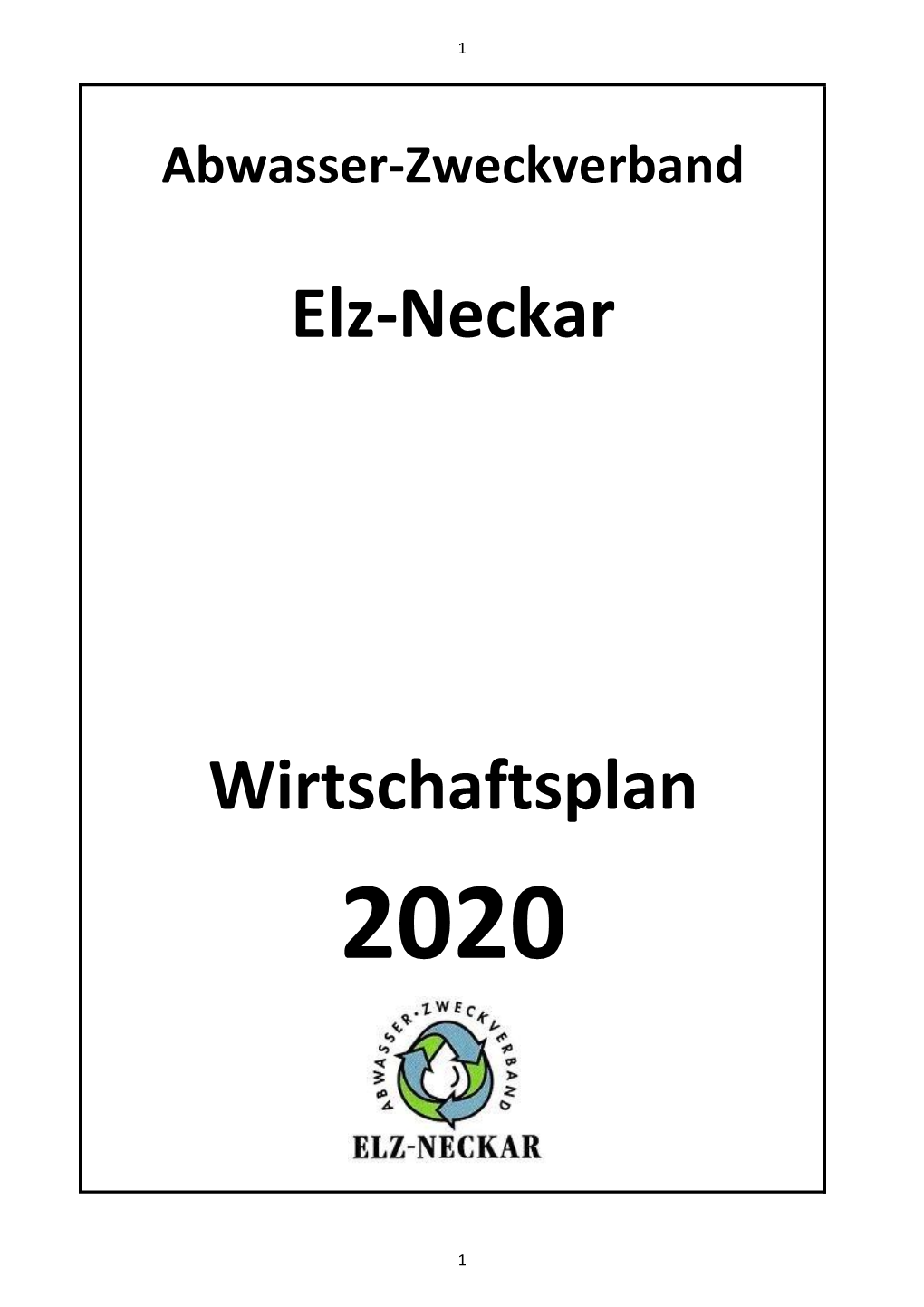Abwasser-Zweckverband Elz-Neckar Wirtschaftsplan 2020