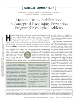 A Conceptual Back Injury Prevention Program for Volleyball Athletes