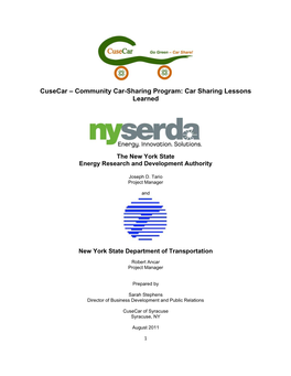 Cusecar – Community Car-Sharing Program: Car Sharing Lessons Learned
