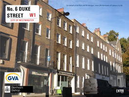 No. 6 DUKE STREET W1 CITY of WESTMINSTER No.6 Duke Street, London W1U 3EN