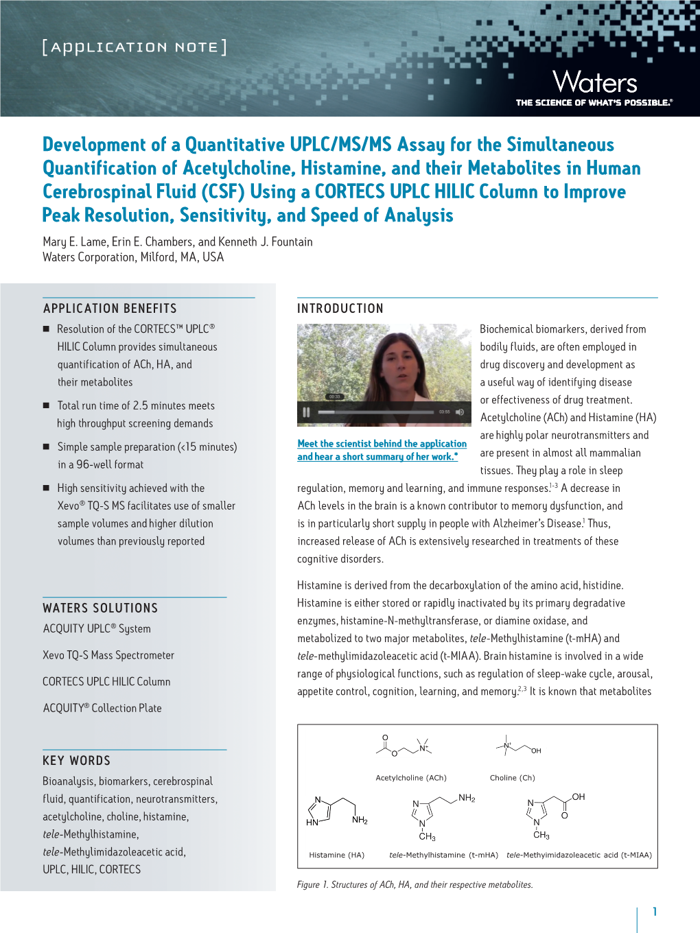 Development of a Quantitative UPLC/MS/MS Assay for the Simultaneous Quantification of Acetylcholine, Histamine, and Their Metabo