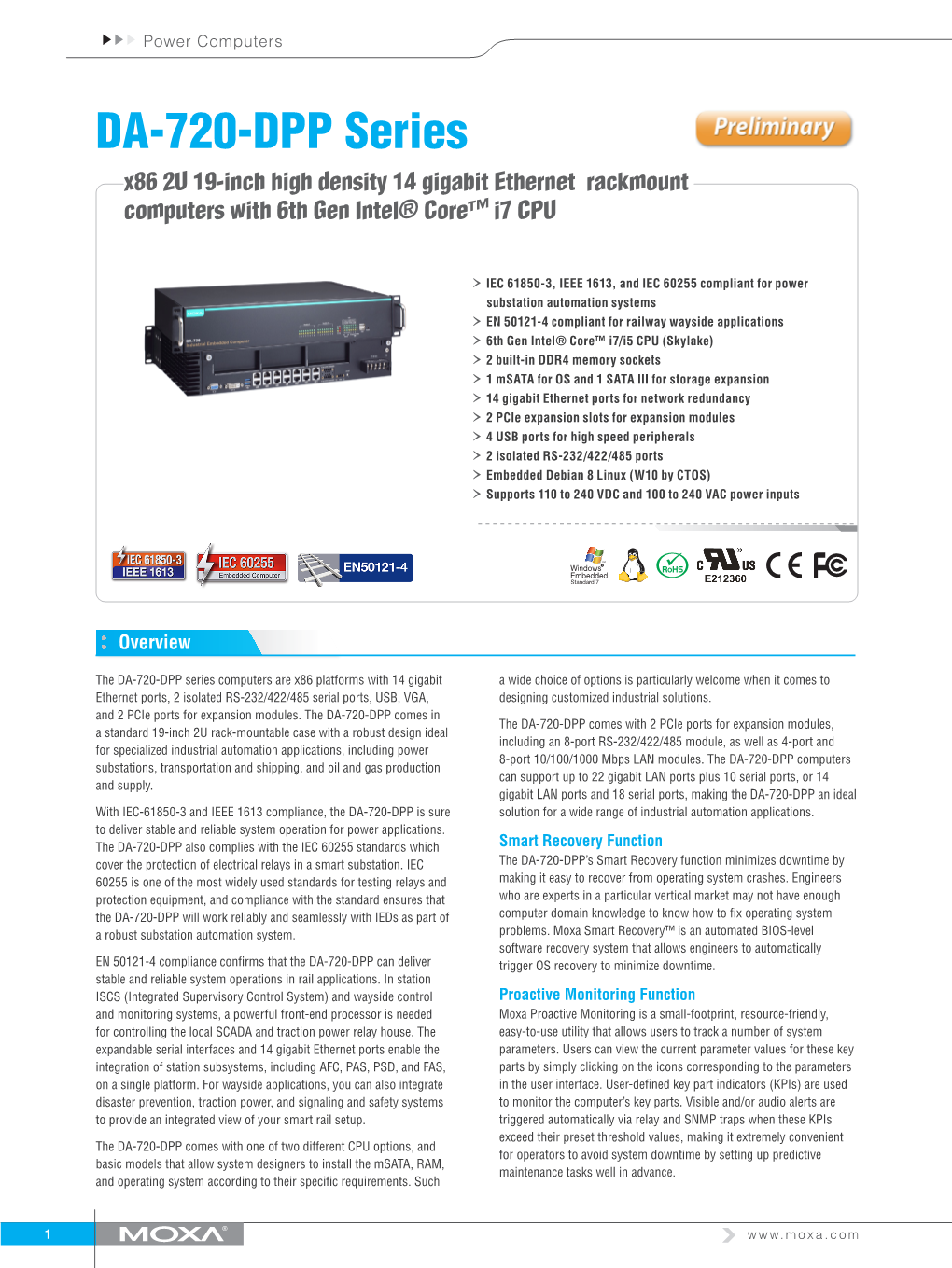 DA-720-DPP Series X86 2U 19-Inch High Density 14 Gigabit Ethernet Rackmount Computers with 6Th Gen Intel® Core™ I7 CPU
