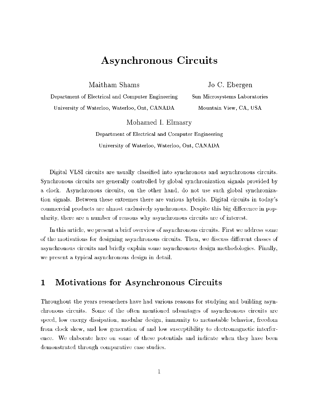 Asynchronous Circuits