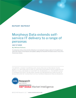 Morpheus Data Extends Self- Service IT Delivery to a Range of Personas
