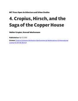 4. Cropius, Hirsch, and the Saga of the Copper House