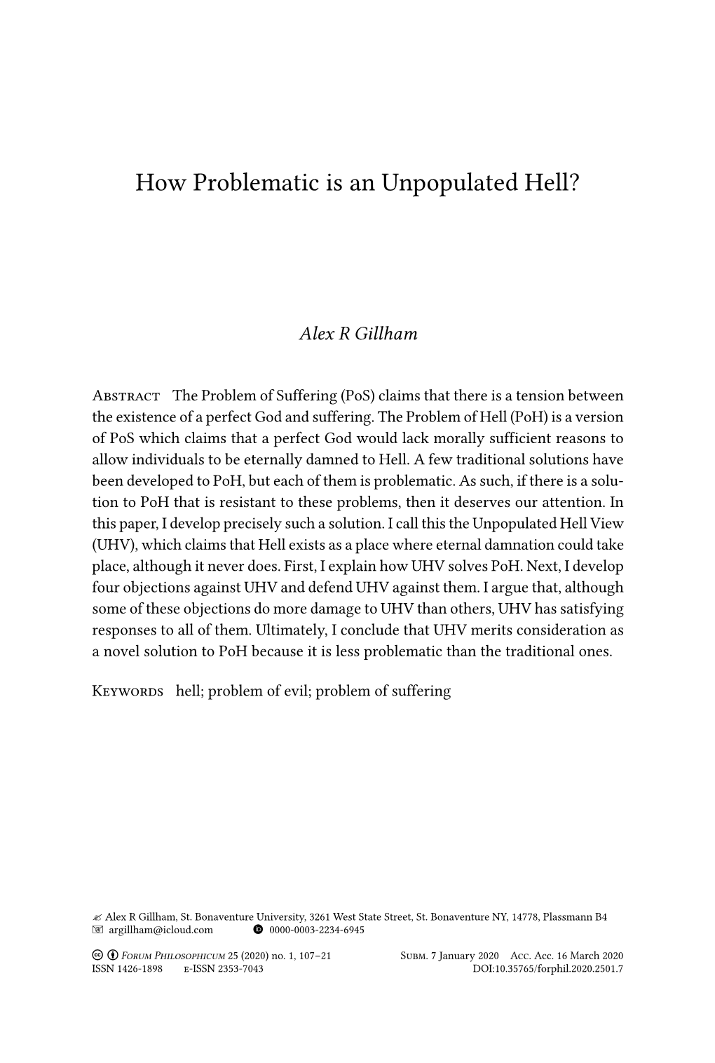 How Problematic Is an Unpopulated Hell?