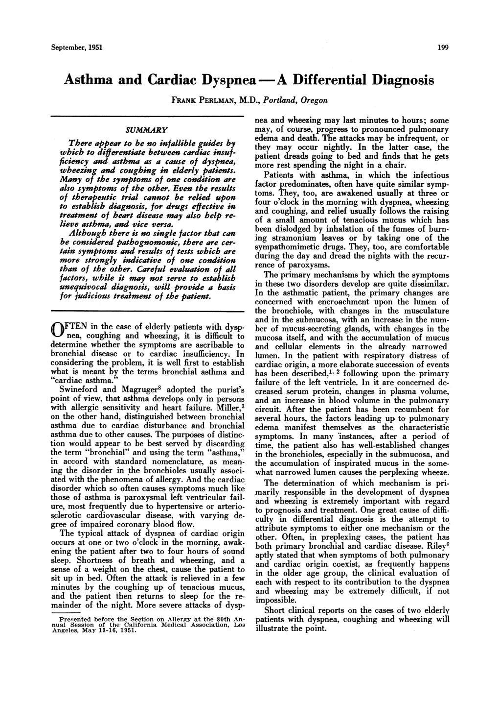 Asthma and Cardiac Dyspnea a Differential Diagnosis