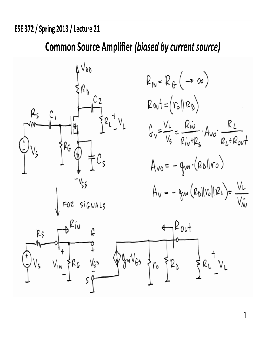 Common Source Amplifier (Biased by Current Source)