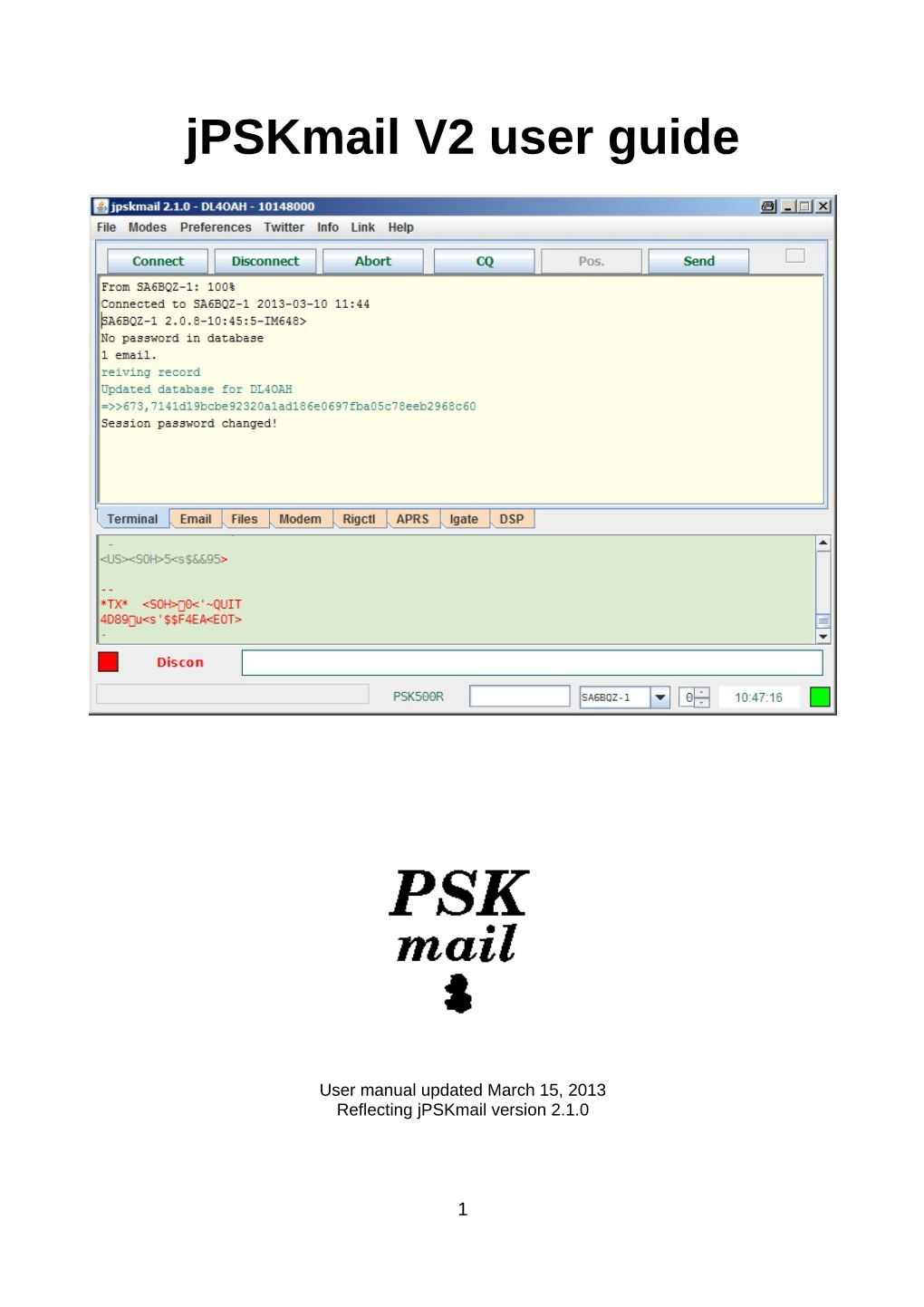 Manual Updated March 15, 2013 Reflecting Jpskmail Version 2.1.0