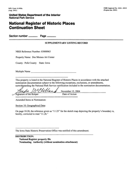 National Register of Historic Places Continuation Sheet