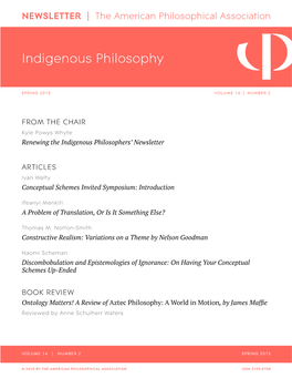 APA NEWSLETTER on Indigenous Philosophy