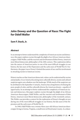 John Dewey and the Question of Race: the Fight for Odell Waller