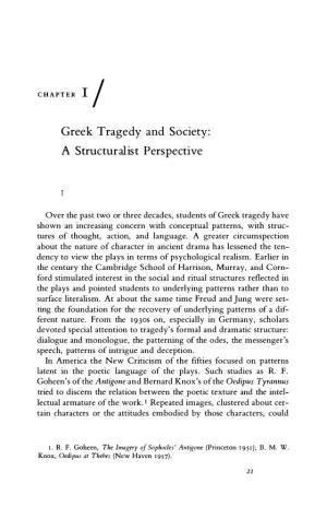 Greek Tragedy and Society: a Structuralist Perspective