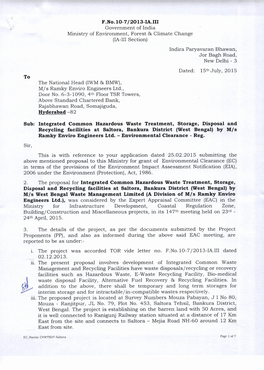 F.No.10-7/2013-IA.III Government of India Ministry Ofenvironment, Forest