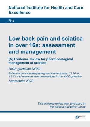 Low Back Pain and Sciatica in Over 16S: Assessment and Management