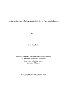 Sectarianism from Below: Youth Politics in Post-War Lebanon