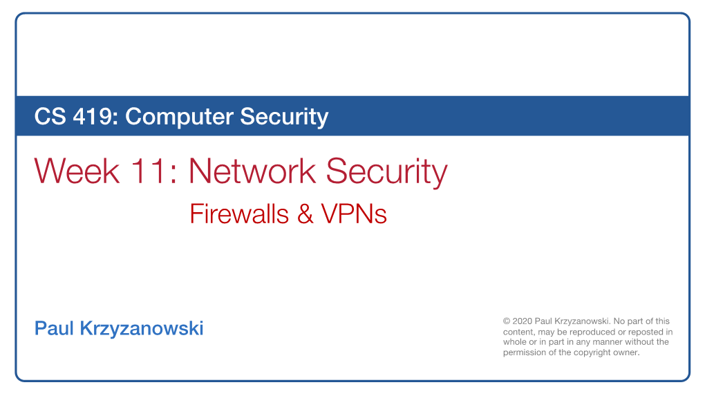 Network Security Firewalls & Vpns