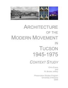 Architecture of the Modern Movement in Tucson Arizona 1945