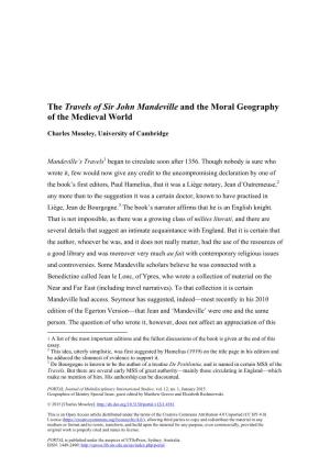 The Travels of Sir John Mandeville and the Moral Geography of the Medieval World
