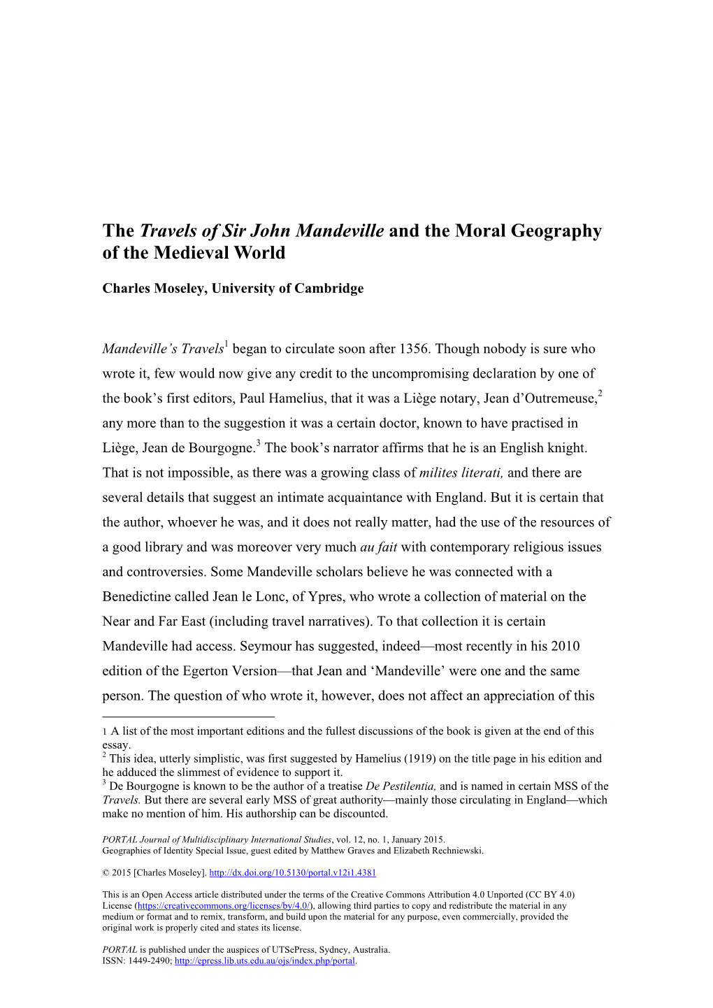 The Travels of Sir John Mandeville and the Moral Geography of the Medieval World