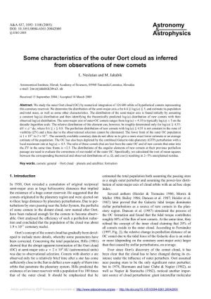 Some Characteristics of the Outer Oort Cloud As Inferred from Observations of New Comets